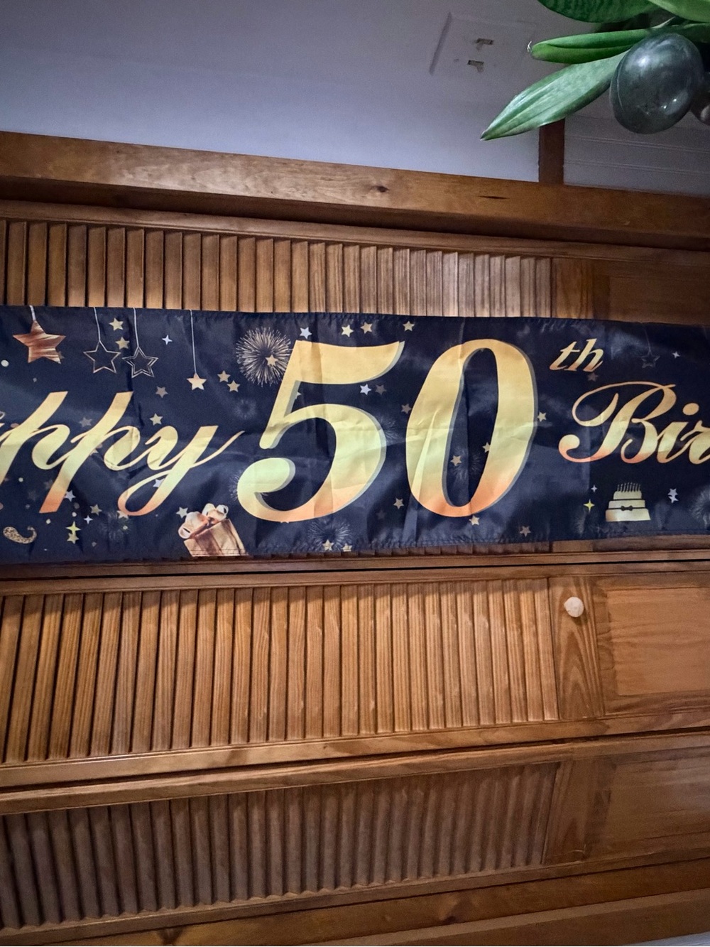 Gold and Navy "50th Birthday" Banner